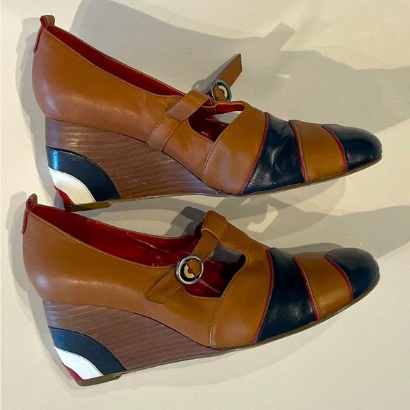 Ben Sherman Multi Tone Leather Wedge Heel - Picture 10 of 15
